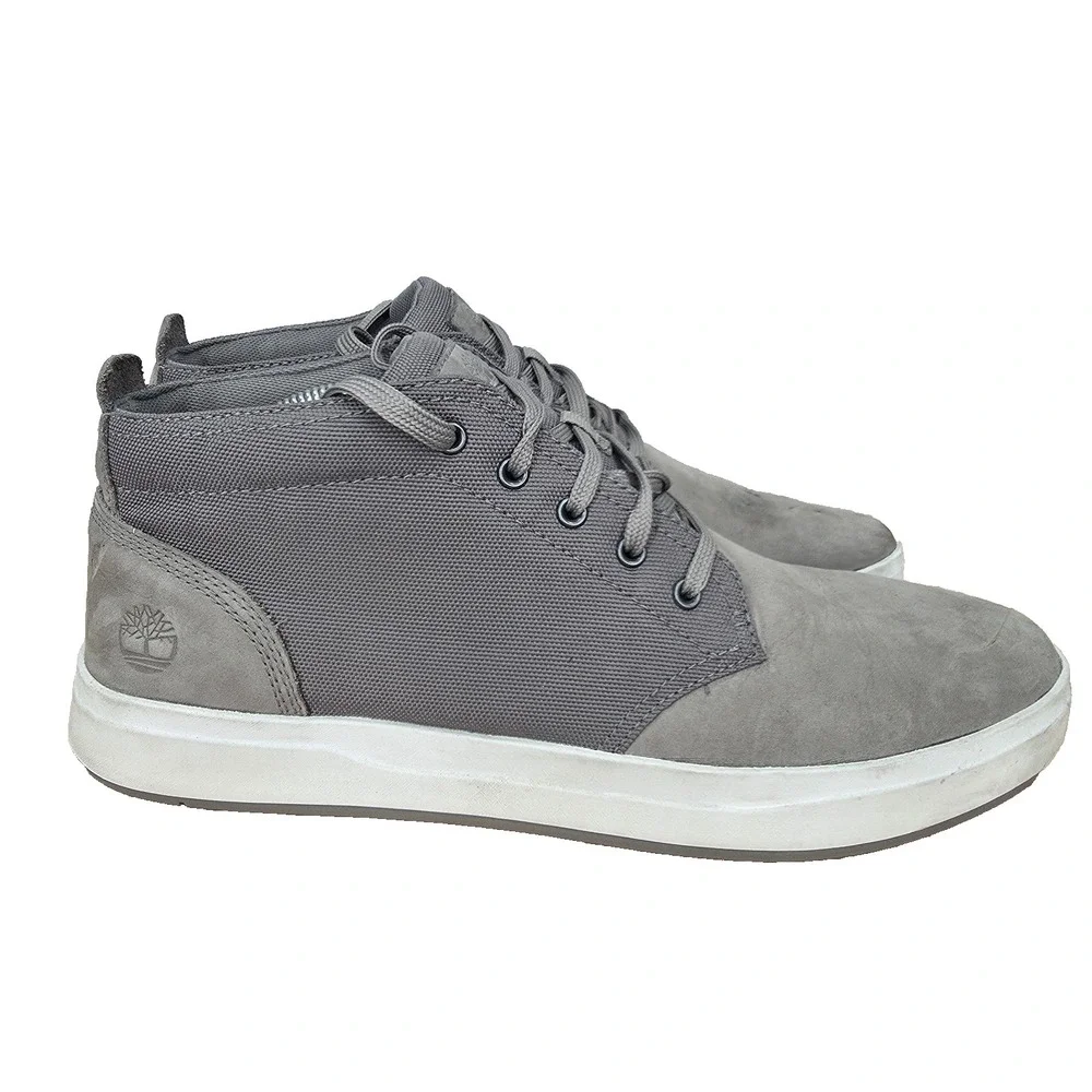 Timberland Davis Square Chukka Boots Mens 11.5 Gray Suede Lace Up Shoes A1SES*